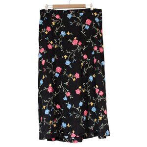 Vintage 90s Maxi Skirt Size 24 Multicolor Floral Flowy Lightweight Boho Retro